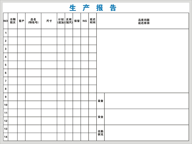 生产报告（新客户）